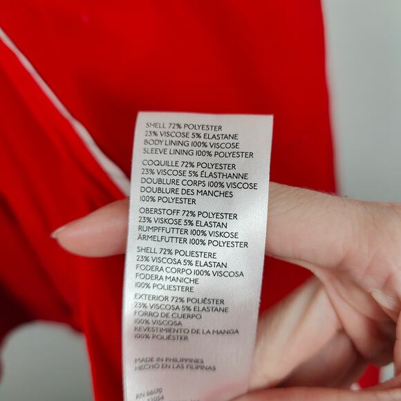 Anthropologie Maeve Double‎ Breasted Blazer Women 4 Red Oversized Preppy Boho - Picture 10 of 11